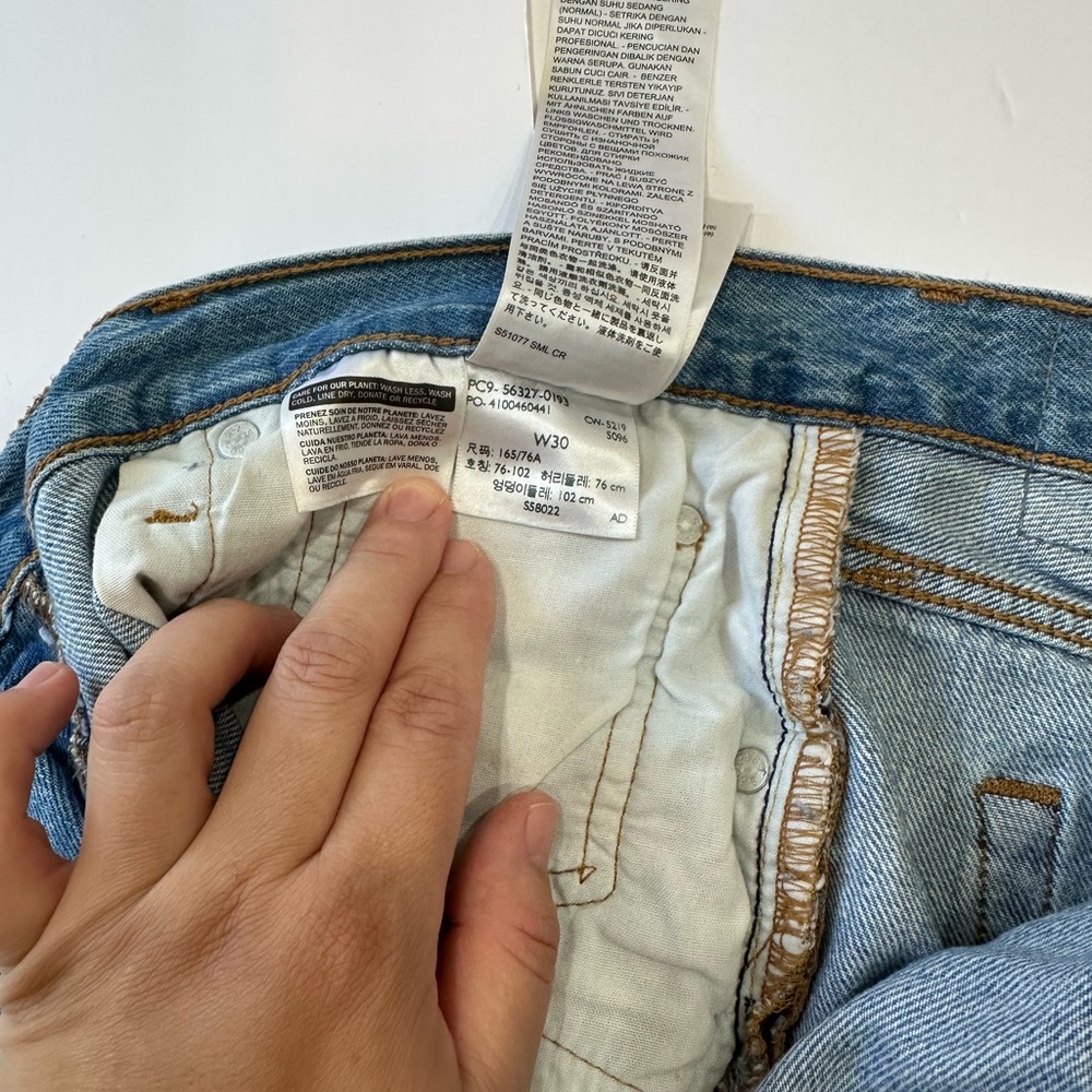 Levi's Classic 501 Blue Distressed Jean Shorts - Picture 9 of 11